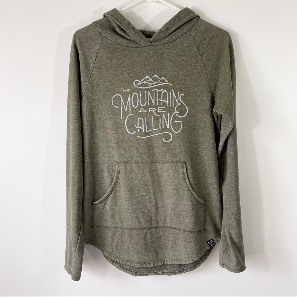 United By Blue Olive Green 'The Mountains Are Calling' Hooded Sweatshirt